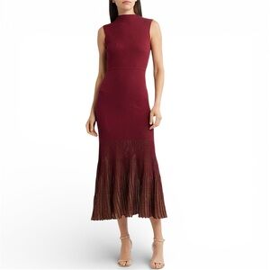 MOON RIVER Sleeveless Ribbed Midi Sweater Dress Women's Size Large NEW